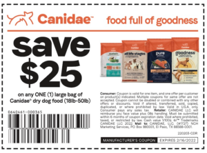 Canidae Coupon Valid through Feb 15, 2022